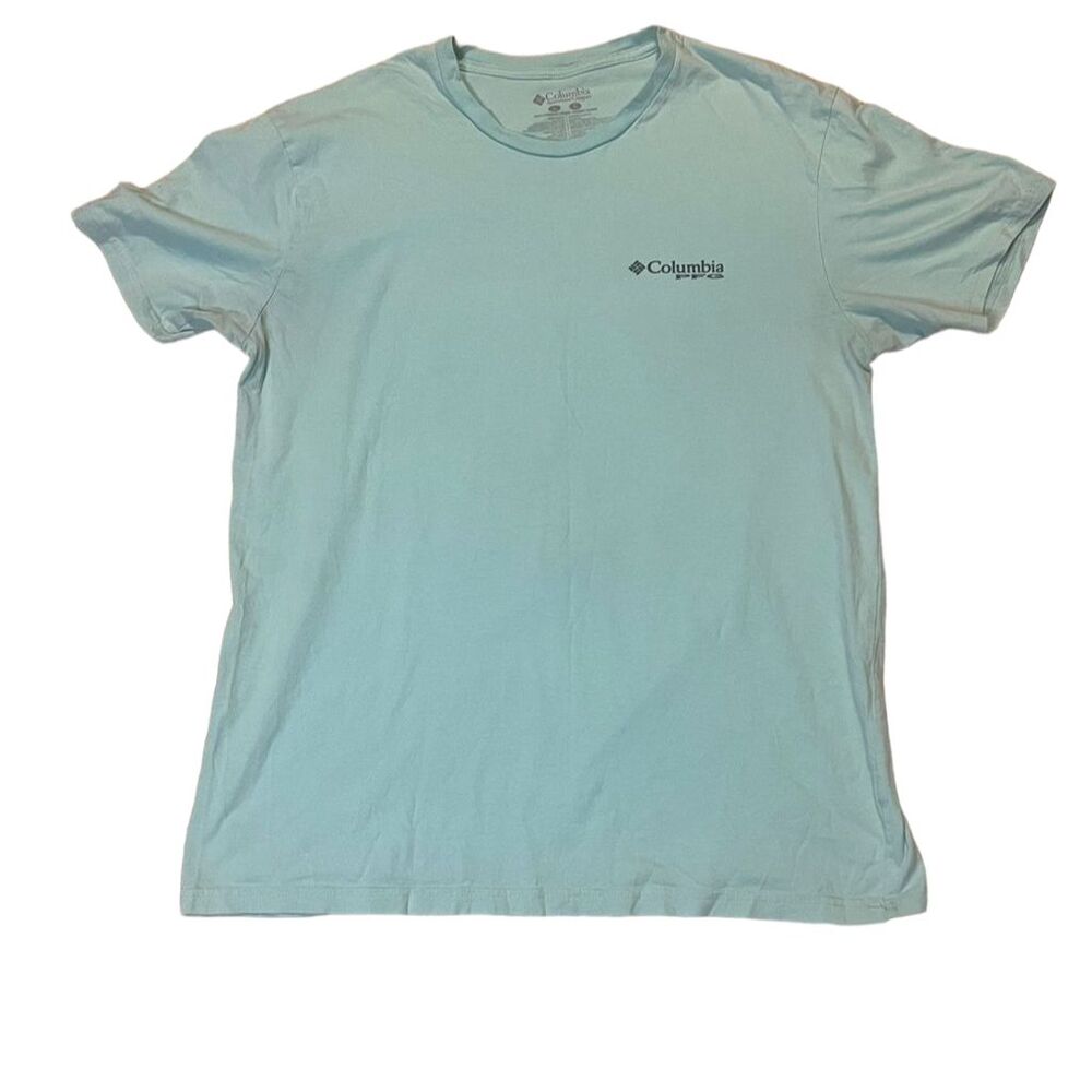 Columbia PFG Men's L Light Blue Graphic T-Shirt Short Sleeve Fishing Outdoor